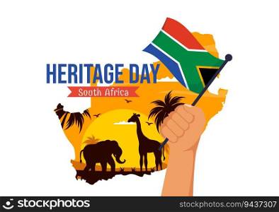 Happy Heritage Day South Africa Vector Illustration on September 24 with Waving Flag Background, Honoring African Culture and Traditions Templates