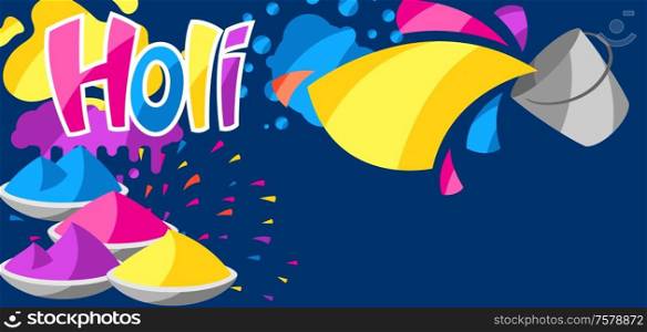 Happy Holi colorful background. Party banner for color festival.. Happy Holi colorful background.