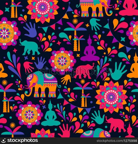 Happy holi vector elements seamless pattern design , Happy holi design.. Happy holi vector elements seamless pattern design , Happy holi design with colorful icon.