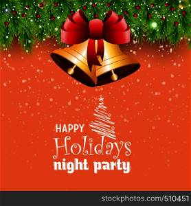 Happy Holiday Night Party Jingle Bell Bokeh Border. Vector EPS10 Abstract Template background
