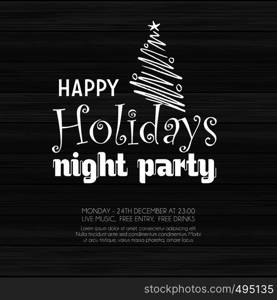 Happy Holiday night party wood background. Vector EPS10 Abstract Template background