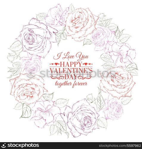 Happy holiday valntines card with radial frame. Vector illustration.