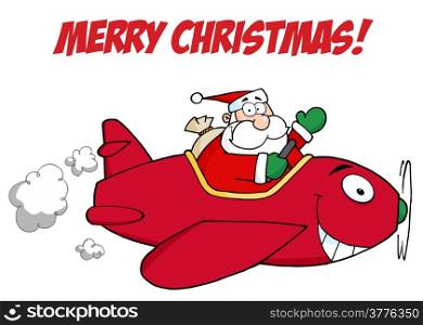 Happy Holidays Greeting With Santa Flying