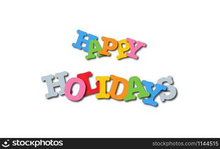 Happy Holidays Illustration. Colorful Happy Holidays Lettering with shadow, isolated on white background. Congratulation with Holidays Poster, Banner and Greeting Card. Vector illustration