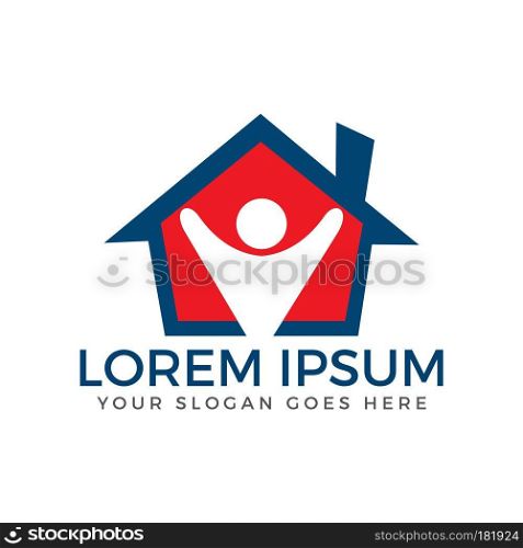 Happy Human Home vector logo design.