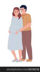 Happy husband showing affection to expectant wife semi flat color vector characters. Editable full body people on white. Simple cartoon style spot illustration for web graphic design and animation. Happy husband showing affection to expectant wife semi flat color vector characters