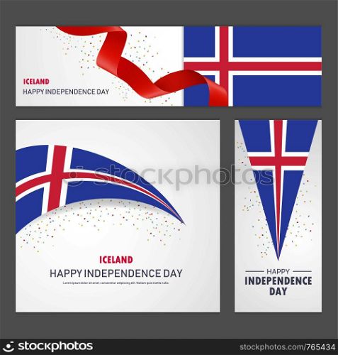 Happy Iceland independence day Banner and Background Set