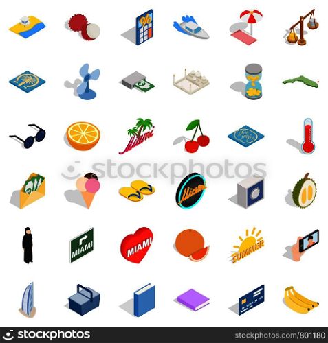 Happy icons set. Isometric style of 36 happy vector icons for web isolated on white background. Happy icons set, isometric style