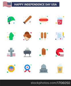 Happy Independence Day 16 Flats Icon Pack for Web and Print cactus  juice  usa  drink  hot i Editable USA Day Vector Design Elements
