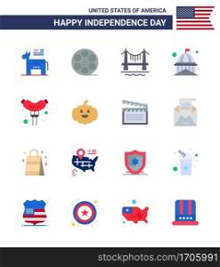 Happy Independence Day 16 Flats Icon Pack for Web and Print food  usa  bridge  landmark  building Editable USA Day Vector Design Elements