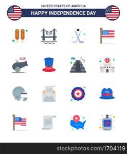 Happy Independence Day 16 Flats Icon Pack for Web and Print howitzer  big gun  hokey  usa  states Editable USA Day Vector Design Elements
