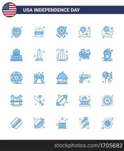 Happy Independence Day 25 Blues Icon Pack for Web and Print city  location pin  independece  wisconsin  states Editable USA Day Vector Design Elements