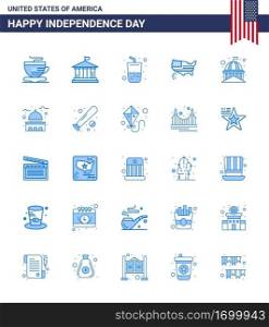 Happy Independence Day 25 Blues Icon Pack for Web and Print landmark  building  drink  usa  map Editable USA Day Vector Design Elements