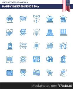 Happy Independence Day 25 Blues Icon Pack for Web and Print usa  bag  food  independence day  holiday Editable USA Day Vector Design Elements