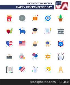 Happy Independence Day 25 Flats Icon Pack for Web and Print flower  badge  american  eagle  bird Editable USA Day Vector Design Elements