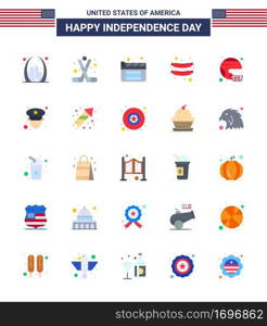 Happy Independence Day 25 Flats Icon Pack for Web and Print football; sausage; american; frankfurter; film Editable USA Day Vector Design Elements