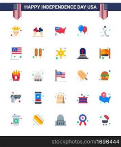 Happy Independence Day 25 Flats Icon Pack for Web and Print ice  american  map  party  celebrate Editable USA Day Vector Design Elements