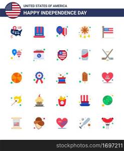 Happy Independence Day 25 Flats Icon Pack for Web and Print united  flag  celebrate  western  decoration Editable USA Day Vector Design Elements