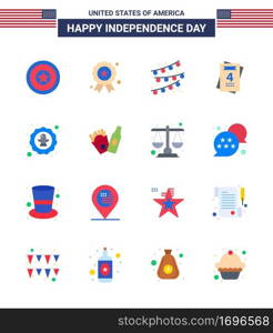 Happy Independence Day 4th July Set of 16 Flats American Pictograph of american  bottle  love  badge  celebration Editable USA Day Vector Design Elements