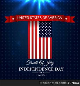 Happy Independence day 4th july with american flag red ribbon.Vector