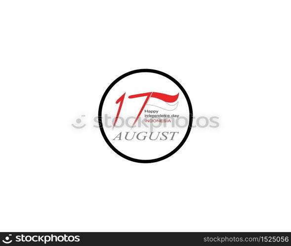 Happy independence day indonesia logo vector template