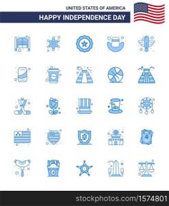 Happy Independence Day Pack of 25 Blues Signs and Symbols for animal; hat; police sign; cap; usa Editable USA Day Vector Design Elements