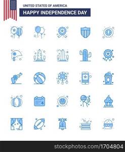 Happy Independence Day Pack of 25 Blues Signs and Symbols for head  eagle  american  celebration  american Editable USA Day Vector Design Elements