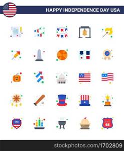 Happy Independence Day Pack of 25 Flats Signs and Symbols for religion  outdoor  alert  match  c&ing Editable USA Day Vector Design Elements