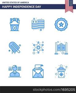 Happy Independence Day Pack of 9 Blues Signs and Symbols for star  men  drink  usa  cream Editable USA Day Vector Design Elements