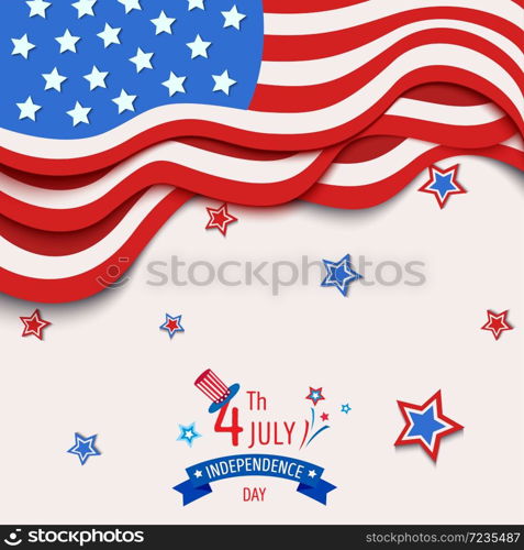 Happy Independence day United states of America, 4th Jul. Design to icon with stars and stripe pattern of national flag