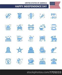 Happy Independence Day USA Pack of 25 Creative Blues of american day  festival  american  religion  state Editable USA Day Vector Design Elements