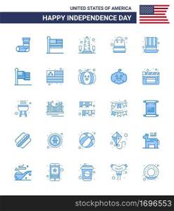 Happy Independence Day USA Pack of 25 Creative Blues of day; packages; landmark; money; washington Editable USA Day Vector Design Elements
