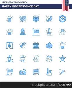 Happy Independence Day USA Pack of 25 Creative Blues of drink  american ball  american  sports  ball Editable USA Day Vector Design Elements