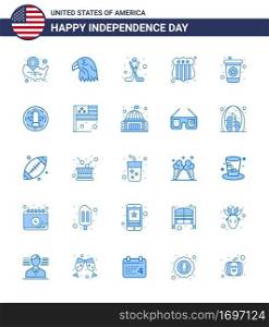 Happy Independence Day USA Pack of 25 Creative Blues of drink; usa police; usa; investigating; sport Editable USA Day Vector Design Elements