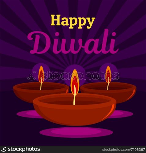 Happy indian divali concept background. Flat illustration of happy indian divali vector concept background for web design. Happy indian divali concept background, flat style