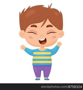 Happy joyful boy. Male character emotion. Vector illustration in cartoon style    
