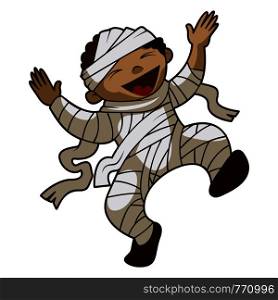 Happy kid mummy icon. Cartoon of happy kid mummy vector icon for web design. Happy kid mummy icon, cartoon style