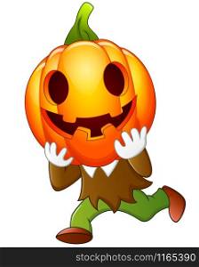 Happy kid wearing pumpkin costume