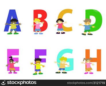happy kids cartoon alphabet collection