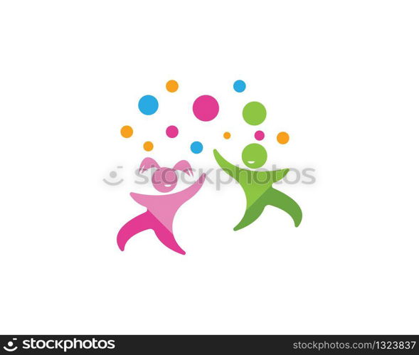 Happy kids logo vector illustration