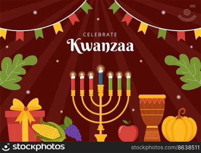 Happy Kwanzaa Holiday African Background Template Hand Drawn Cartoon Flat Illustration