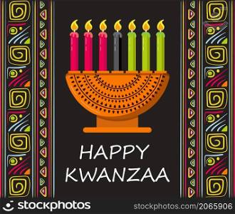 Happy kwanzaa invitation vector for web, card, social media. Happy kwanza celebrated from 26 December to 1 January. Seven candles lighted.. Happy kwanzaa invitation vector for web, card, social media. Happy kwanza celebrated from 26 December to 1 January.