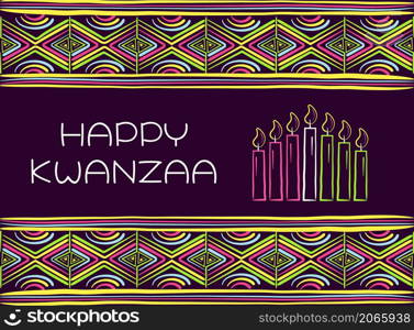 Happy kwanzaa invitation vector for web, card, social media. Happy kwanza celebrated from 26 December to 1 January. Seven candles lighted.. Happy kwanzaa invitation vector for web, card, social media. Happy kwanza celebrated from 26 December to 1 January