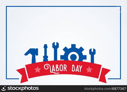 Happy labor day background illustration with tools and copy space