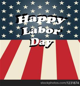 Happy labor day holiday banner with brush stroke background in United States national flag