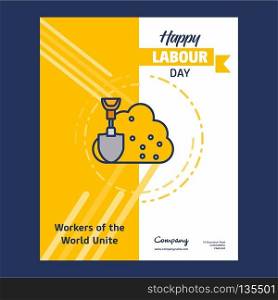 Happy Labour day design with yellow and blue theme vector with labours tool logo vector. For web design and application interface, also useful for infographics. Vector illustration.