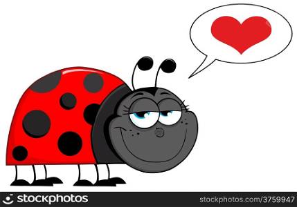 Happy Ladybug Cartoon Character With Speech Bubble