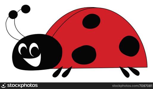 Happy ladybug, illustration, vector on white background.