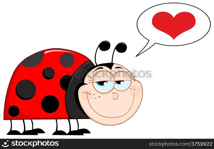 Happy Ladybug Mascot Cartoon Character With Speech Bubble