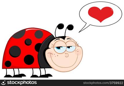 Happy Ladybug Mascot Cartoon Character With Speech Bubble